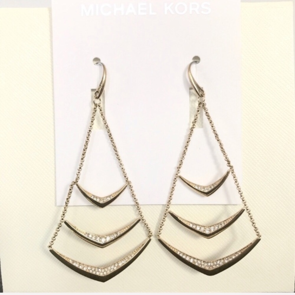 LAST 1 ⭐️ NWT MK gold tone Chandelier Earrings - Picture 2 of 5